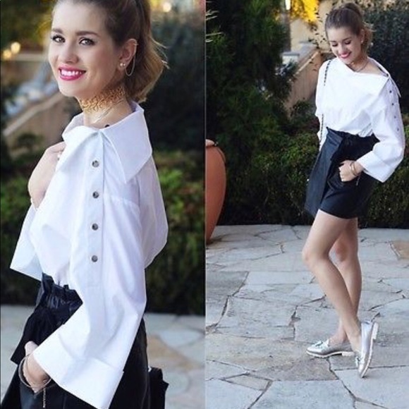 NWOT Zara Striped Poplin Asymmetric Neck Tunic - Picture 8 of 8